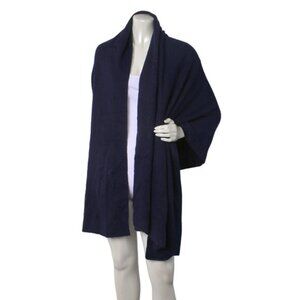 Zara Stretch Knit Wrap Cover Up Scarf Navy Shawl Special Edition Ribbed  NEW